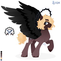 Size: 1920x1920 | Tagged: safe, artist:kabuvee, oc, oc:adam, pegasus, pony, colored wings, halo, male, simple background, solo, stallion, transparent background, wings