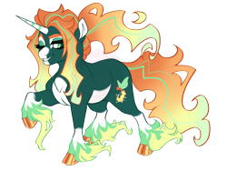 Size: 3600x2700 | Tagged: safe, artist:gigason, oc, oc only, oc:firebug, pony, unicorn, cloven hooves, coat markings, colored hooves, colored horn, colored pinnae, eyeshadow, facial markings, female, fiery mane, fiery tail, gradient mane, gradient tail, green eyes, green eyeshadow, grin, hoof polish, horn, long feather, long fetlocks, magical lesbian spawn, makeup, mare, obtrusive watermark, offspring, one eye closed, pale belly, parent:crackle cosette, parent:oc:lotus logi, ponytail, raised hoof, shiny hooves, simple background, smiling, snip (coat marking), solo, striped horn, tail, transparent background, unicorn oc, unshorn fetlocks, watermark, wink