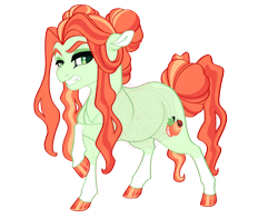 Size: 3800x3000 | Tagged: safe, artist:gigason, oc, oc only, oc:ladybug apple, earth pony, pony, coat markings, colored hooves, colored pinnae, cute, cute little fangs, disgusted, earth pony oc, fangs, female, gradient hooves, grimace, gritted teeth, hair bun, hoof polish, magical lesbian spawn, mare, obtrusive watermark, offspring, parent:candy apples, parent:crackle cosette, raised hoof, shiny hooves, simple background, socks (coat markings), solo, tail, tail bun, teeth, transparent background, watermark