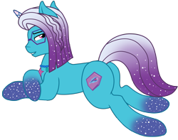 Size: 8425x6648 | Tagged: safe, artist:ejlightning007arts, comet (g5), auroricorn, pony, g4, g5, my little pony: make your mark, my little pony: make your mark chapter 6, my little pony: tell your tale, secrets of starlight, spoiler:g5, base used, butt, coat markings, g5 to g4, generation leap, glasses, glitter, glitter mane, jewelry, looking back, lying down, male, necklace, plot, sexy, simple background, socks (coat markings), solo, stallion, sultry pose, transparent background, vector