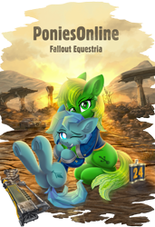 Size: 3429x5000 | Tagged: safe, artist:atlas-66, oc, oc only, earth pony, pony, fallout equestria, duo, earth pony oc