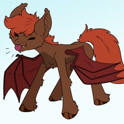 Size: 1964x1964 | Tagged: safe, artist:zackwhitefang, oc, oc only, oc:zack whitefang, bat pony, pony, :p, bat pony oc, gradient background, solo, tongue out