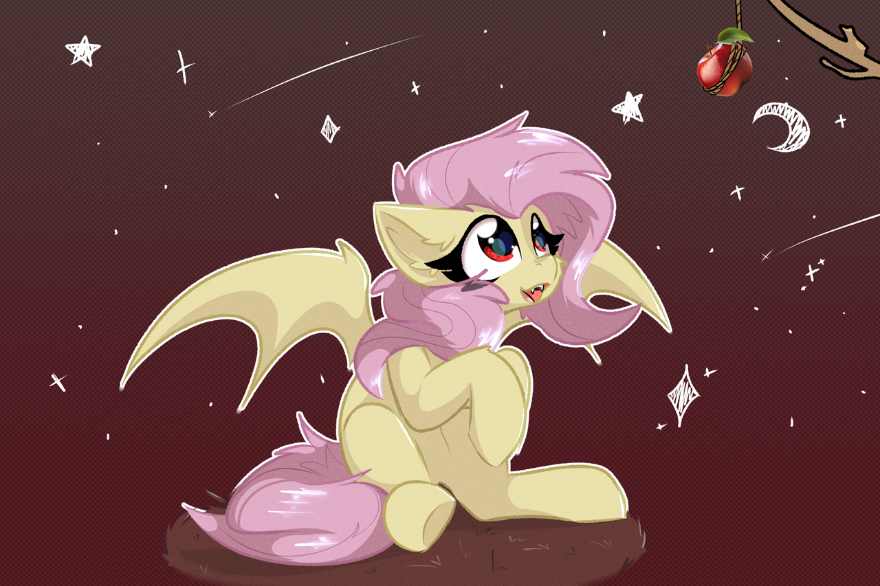 Flutterbat Ear #3361387 - safe, artist:jubyskylines, fluttershy, bat pony, pony, g4 ...