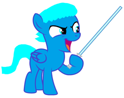 Size: 3264x2584 | Tagged: safe, artist:memeartboi, oc, pegasus, pony, colt, colt oc, confident, cute, determination, determined, determined look, foal, gumball watterson, happy, laughing, lightsaber, male, male oc, pegasus oc, pegasus wings, ponified, simple background, star wars, the amazing world of gumball, weapon, white background, wings
