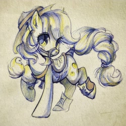 Size: 2000x2000 | Tagged: safe, artist:paipaipai163, applejack, earth pony, pony, bridle, female, mare, saddle, shoes, simple background, sneakers, tack, traditional art, white background