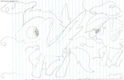 Size: 749x482 | Tagged: safe, artist:imthequeen, rainbow dash, soarin', pegasus, pony, g4, female, male, mare, ship:soarindash, shipping, sketch, stallion, straight, traditional art