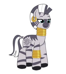 Size: 640x725 | Tagged: safe, artist:jazzhooves, zecora, zebra, g4, g5, ear piercing, earring, female, g4 to g5, generation leap, jewelry, leg rings, neck rings, piercing, simple background, smiling, solo, white background