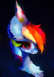 Size: 1469x2113 | Tagged: safe, artist:kainy, rainbow dash, pony, g4, hat, looking at you, party hat, solo