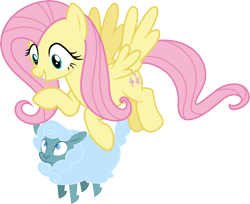 Size: 3681x3000 | Tagged: safe, artist:cloudy glow, fluttershy, pegasus, pony, sheep, g4, .ai available, ewe, female, mare, simple background, transparent background, vector