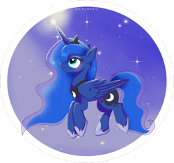 Size: 4342x4066 | Tagged: safe, artist:nnaly, princess luna, alicorn, pony, g4, absurd resolution, crown, cute, ethereal mane, ethereal tail, female, folded wings, gradient background, hoof shoes, horn, jewelry, lunabetes, mare, open mouth, open smile, peytral, princess shoes, profile, regalia, side view, signature, simple background, smiling, solo, starry background, starry mane, starry tail, stars, tail, transparent background, wings