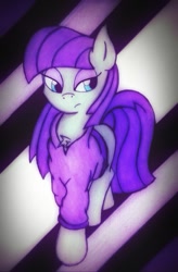 Size: 403x615 | Tagged: safe, artist:canvymamamoo, maud pie, earth pony, pony, abstract background, chest fluff, clothes, female, mare, shirt, solo