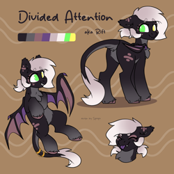 Size: 3000x3000 | Tagged: safe, artist:spoopygander, oc, oc:divided attention, bat pony, pony, cute, reference sheet