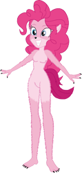 Size: 774x1623 | Tagged: safe, artist:invisibleink, artist:tylerajohnson352, pinkie pie, werewolf, equestria girls, g4, claws, fangs, female, fur, halloween, holiday, monster, pointed ears, sharp teeth, simple background, solo, tail, talons, teeth, transparent background