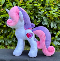 Size: 2016x2048 | Tagged: safe, artist:rtryart, sweetie belle, pony, unicorn, g4, female, horn, irl, mare, older, older sweetie belle, photo, plushie, solo, standing