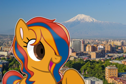 Size: 1280x853 | Tagged: safe, artist:fioweress, edit, oc, pony, armenia, irl, mount ararat, nation ponies, photo, ponies in real life, ponified, solo, yerevan