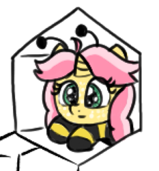 Size: 507x543 | Tagged: safe, artist:craftycirclepony, oc, oc only, oc:crafty circles, unicorn, animal costume, antennae, bee costume, clothes, costume, cute, female, filly, foal, freckles, honeycomb (structure), horn, looking at you, solo