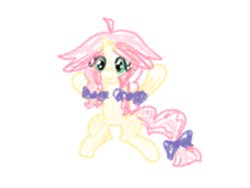 Size: 2000x1500 | Tagged: safe, artist:craftycirclepony, oc, oc only, oc:crafty circles, unicorn, bow, crayon drawing, cute, female, filly, foal, hair bow, happy, horn, raised leg, self portrait, simple background, sitting, sketch, solo, traditional art, white background