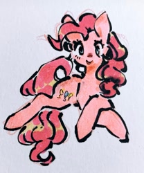 Size: 745x894 | Tagged: safe, artist:punkieple, pinkie pie, earth pony, pony, female, mare, marker drawing, pink coat, pink hair, pink tail, solo, tail, traditional art