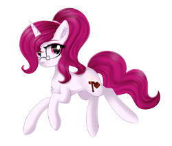 Size: 1999x1700 | Tagged: safe, artist:queenofsilvers, oc, oc only, oc:roserade, pony, unicorn, chest fluff, commission, ear fluff, female, glasses, horn, looking at you, mare, simple background, smiling, smiling at you, solo, tail, transparent background, unicorn oc
