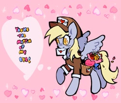 Size: 2031x1724 | Tagged: safe, artist:punkieple, derpy hooves, pegasus, pony, female, holiday, mailmare, mare, smiling, solo, valentine's day