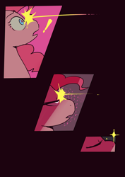 Size: 2733x3866 | Tagged: safe, artist:piesinful, pinkie pie, earth pony, pony, comic:unlucky day, fanfic:cupcakes, g4, comic, exclamation point, female, magic, mare, solo, unconscious