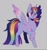 Size: 523x562 | Tagged: safe, artist:piesinful, artist:sinnerpie, oc, oc only, alicorn, pony, eye clipping through hair, female, gray background, heterochromia, mare, simple background, solo, spread wings, wings