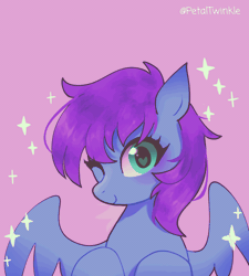 Size: 700x778 | Tagged: safe, artist:petaltwinkle, oc, oc only, oc:nova twinkle, pony, animated, commission, cute, eye shimmer, frame by frame, heart, heart eyes, purple background, simple background, solo, wingding eyes, ych result