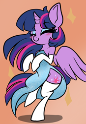 Size: 1668x2388 | Tagged: safe, artist:steelsoul, twilight sparkle, alicorn, pony, g4, blue eyeshadow, blushing, clothes, cute, dress, eyes closed, eyeshadow, female, makeup, mare, simple background, socks, solo, thigh highs, twiabetes, twilight sparkle (alicorn)