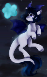 Size: 1929x3108 | Tagged: safe, artist:majesticwhalequeen, oc, oc:blumoon, bat pony, pony, female, mare, solo, wing ears, wings