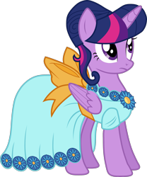 Size: 3000x3600 | Tagged: safe, artist:octosquish7260, twilight sparkle, alicorn, pony, g4, make new friends but keep discord, bow, clothes, dress, female, flower, simple background, solo, transparent background, twilight sparkle (alicorn)