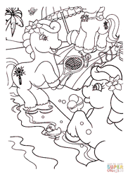 Size: 605x832 | Tagged: safe, baby fern, butterfly, earth pony, pony, g2, baby giggles, baby wiggles, beach, coloring page, female, filly, flower, flower on ear, foal, food, gif, ice cream, lineart, non-animated gif, offscreen character, palm tree, rearing, rubber duck, sparkly eyes, tennis racket, tree, trio, trio female, umbrella, unknown pony, wingding eyes