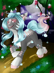 Size: 432x582 | Tagged: safe, artist:majesticwhalequeen, oc, oc only, butterfly, earth pony, pony, countershading, female, mare, solo, tree