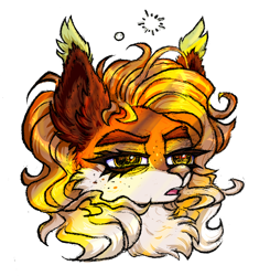 Size: 1328x1415 | Tagged: safe, artist:jehr, oc, oc only, oc:sofiko, deer, breast fluff, chest fluff, colored, commission, curly hair, ear fluff, eyebrows, eyelashes, female, fluffy, fluffy hair, lidded eyes, lineart, morning, morning ponies, open mouth, simple background, sleepy, solo, sun, tassels, tired, tongue out, white background