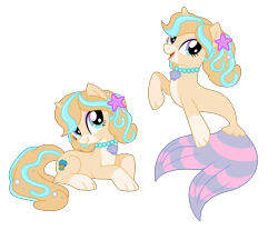 Size: 2656x2200 | Tagged: safe, artist:machakar52, pony, seapony (g4), starfish, unicorn, g4, coral (paw patrol), crossover, horn, jewelry, looking at you, necklace, open mouth, open smile, paw patrol, pearl, pearl necklace, ponified, pup, seaponified, seashell necklace, simple background, smiling, species swap, transparent background