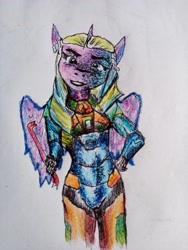 Size: 3840x5120 | Tagged: safe, artist:elnoagr, opaline arcana, anthro, g5, half-life, hev suit, solo, traditional art, video game