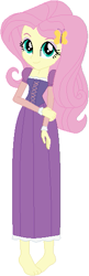 Size: 181x559 | Tagged: safe, artist:sturk-fontaine, fluttershy, human, equestria girls, g4, barefoot, base used, clothes, cosplay, costume, disney princess, feet, rapunzel, simple background, solo, tangled (disney), white background