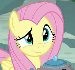 Size: 755x700 | Tagged: safe, edit, edited screencap, editor:twilyisbestpone, screencap, fluttershy, pegasus, pony, fake it 'til you make it, g4, season 8, cropped, cute, female, inverted mouth, mare, shyabetes, smiling, solo
