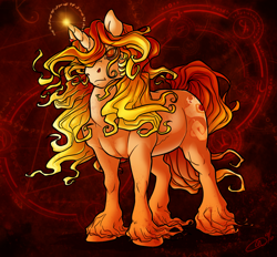 Size: 1100x1021 | Tagged: safe, artist:blackheartspiral, oc, oc only, twinkle eyed pony, unicorn, glowing, glowing horn, horn, male, stallion, unshorn fetlocks