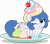 Size: 5671x5000 | Tagged: safe, artist:jhayarr23, oc, oc:graceful motion, pegasus, cupcake, cute, food, looking at you, one eye closed, simple background, wink, winking at you