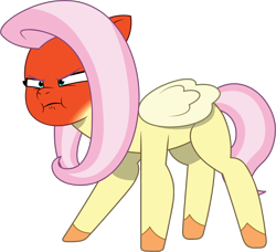 Size: 1028x937 | Tagged: safe, artist:prixy05, fluttershy, pegasus, pony, g4, g5, my little pony: tell your tale, angry, cute, female, fluttershy is not amused, g4 to g5, generation leap, madorable, mare, red face, simple background, solo, transparent background, unamused, vector