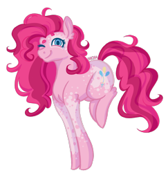Size: 1812x1866 | Tagged: safe, artist:sychia, pinkie pie, earth pony, pony, g4, alternate hairstyle, cute, diapinkes, female, mare, markings, one eye closed, redesign, simple background, solo, transparent background, wink