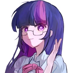 Size: 783x783 | Tagged: safe, artist:球球泥棍, twilight sparkle, human, equestria girls, g4, bust, glasses, portrait, simple background, white background