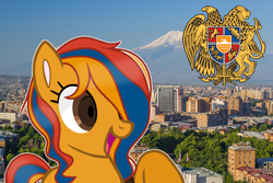 Size: 1280x853 | Tagged: safe, alternate version, artist:fioweress, edit, oc, pony, armenia, irl, mount ararat, nation ponies, photo, ponies in real life, ponified, solo, yerevan