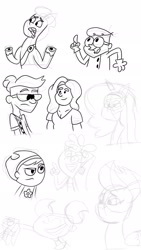 Size: 1080x1920 | Tagged: safe, hitch trailblazer, izzy moonbow, zipp storm, g5, dexter's laboratory, digital art, doodle, good pizza great pizza, lineart, sketch, the fairly oddparents, the grim adventures of billy and mandy