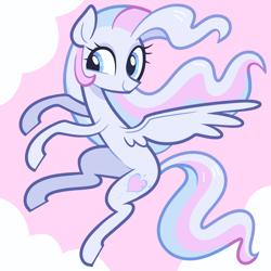 Size: 5000x5000 | Tagged: safe, artist:pilesofmiles, star catcher, pegasus, pony, g3, g4, cloud, cloudy, flowing mane, flying, g3 to g4, generation leap, multicolored hair, multicolored mane, multicolored tail, show accurate, simple background, solo, tail