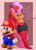 Size: 2696x3760 | Tagged: safe, artist:witchtaunter, oc, anthro, clothes, commission, female, leaning, mario, super mario bros., talking, text