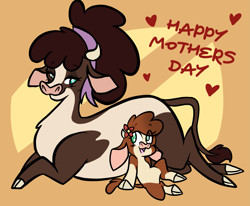 Size: 2023x1668 | Tagged: safe, artist:steelsoul, arizona (tfh), minnesota (tfh), cow, them's fightin' herds, community related, female, mother and child, mother and daughter, mother's day, simple background