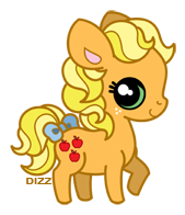 Size: 169x196 | Tagged: safe, artist:dizziness, applejack (g1), earth pony, pony, g1, 2010, bow, chibi, colored pinnae, cute, dizziness's chibi ponies, female, freckles, looking at you, mare, outline, raised hoof, simple background, solo, standing, tail, tail bow, transparent background