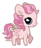 Size: 169x196 | Tagged: safe, artist:dizziness, peachy, earth pony, pony, g1, 2010, bow, chibi, colored pinnae, cute, female, looking at you, mare, outline, raised hoof, simple background, solo, standing, tail, tail bow, transparent background
