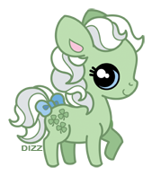 Size: 169x196 | Tagged: safe, artist:dizziness, minty (g1), earth pony, pony, g1, 2010, bow, chibi, colored pinnae, cute, dizziness's chibi ponies, female, g1 mintabetes, looking at you, mare, outline, raised hoof, simple background, solo, standing, tail, tail bow, transparent background